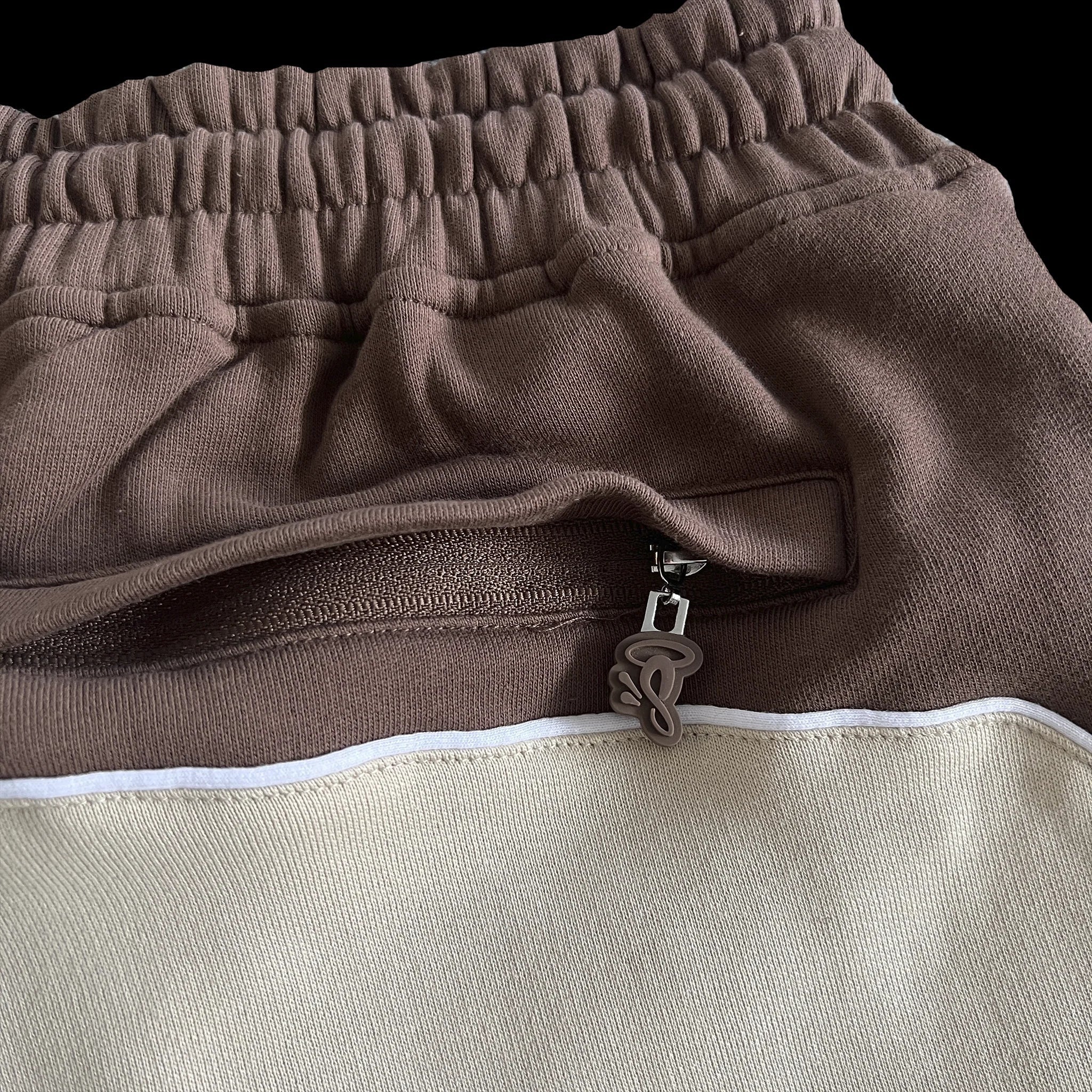 SYNA PIPE HOODIE & SHORT SET (BEIGE/BROWN)