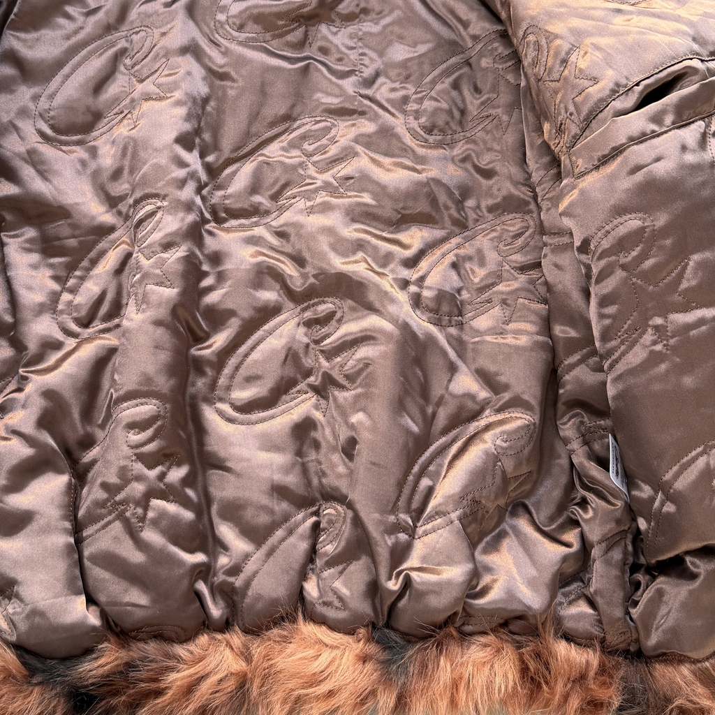 CORTEIZ DIAMOND HOODED FUR JACKET (BROWN)