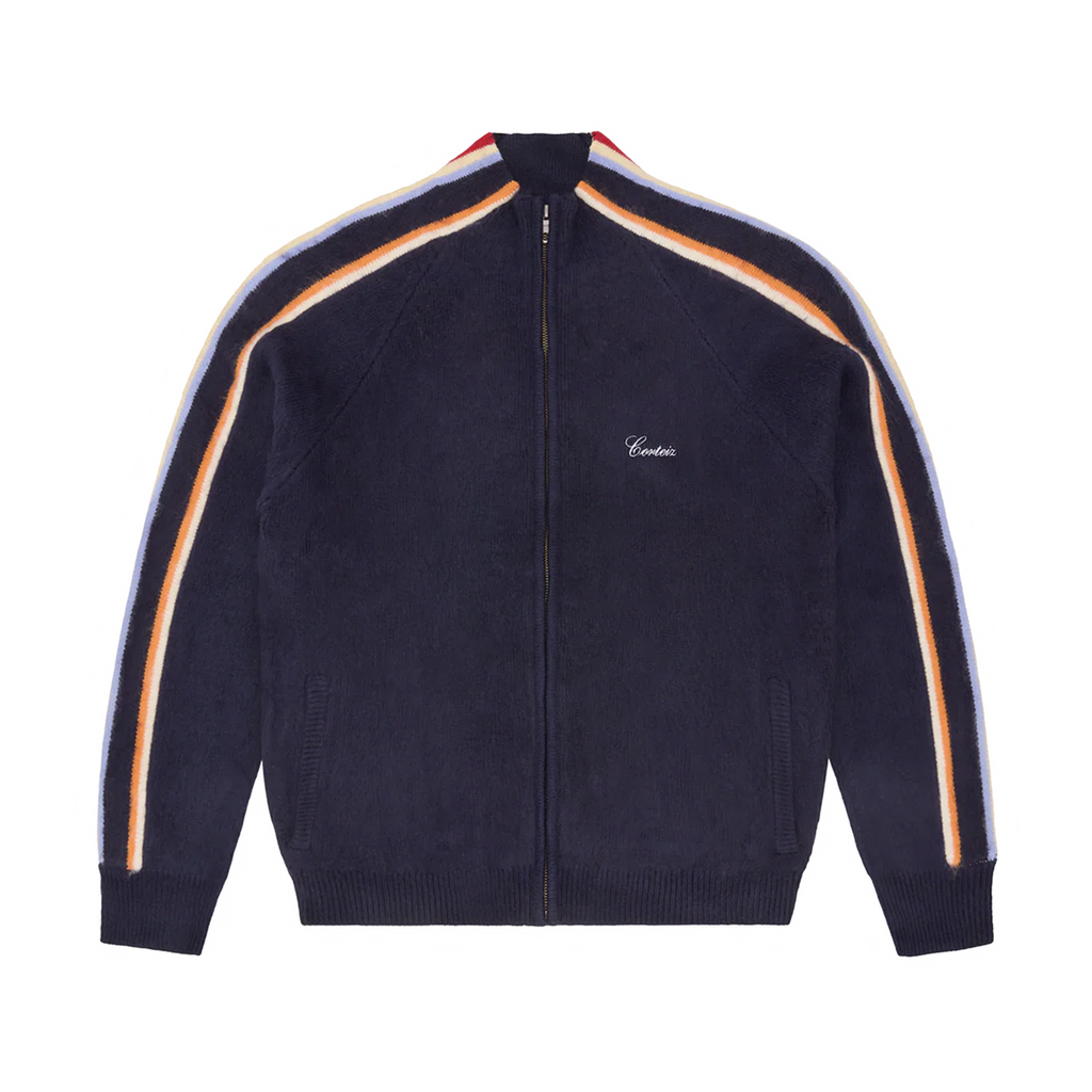 CORTEIZ MULTI STRIPE KNIT ZIP UP (NAVY)