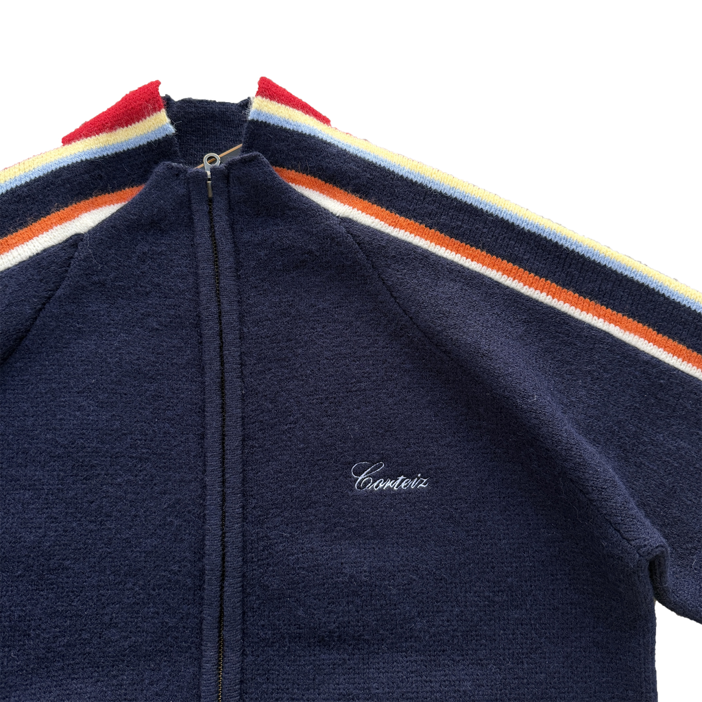 CORTEIZ MULTI STRIPE KNIT ZIP UP (NAVY)