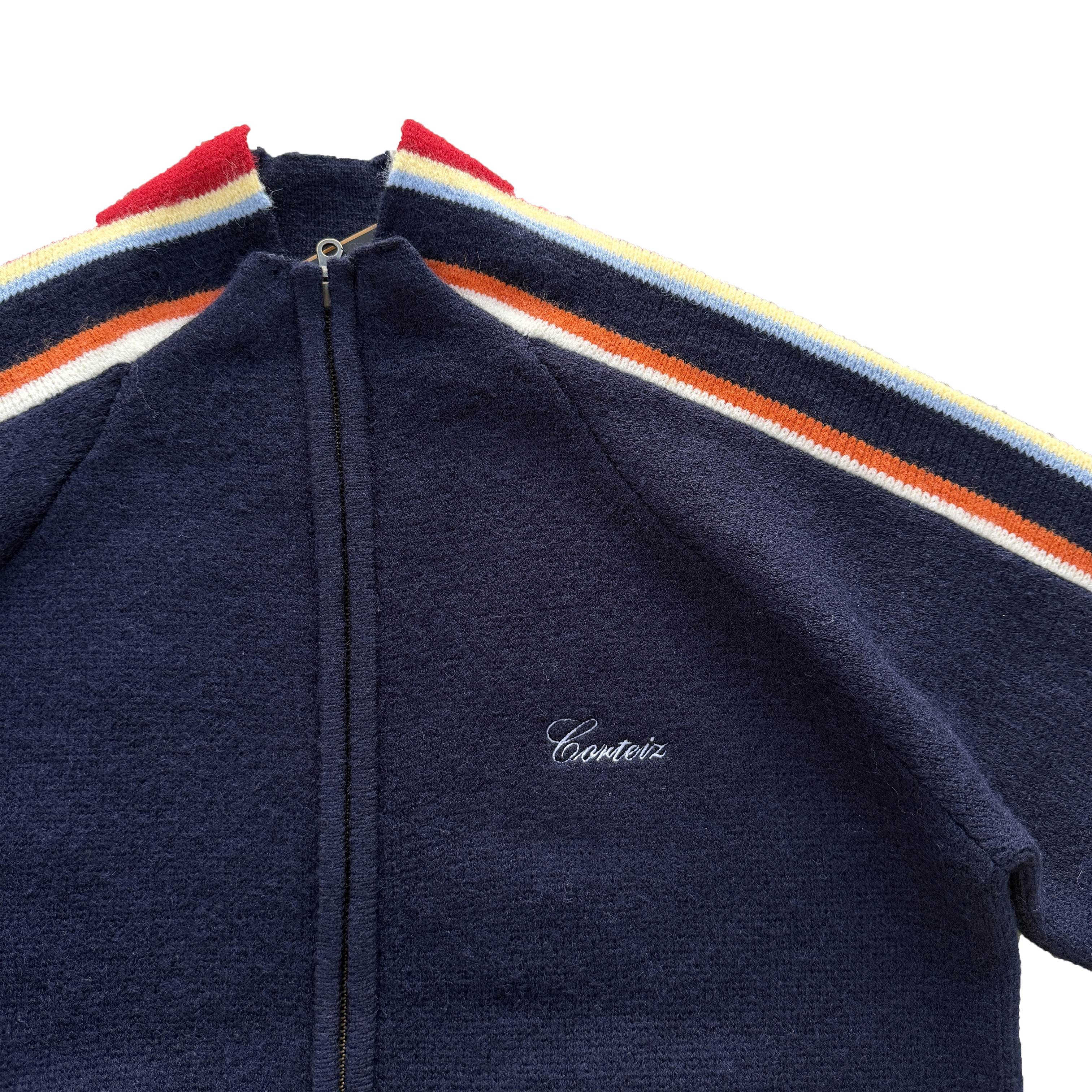 CORTEIZ MULTI STRIPE KNIT ZIP UP (NAVY)